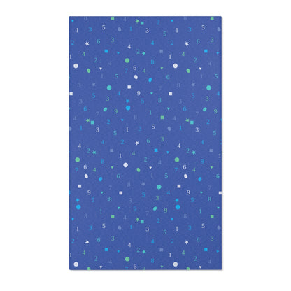 Dark Blue Numbers and Shapes Area Rugs
