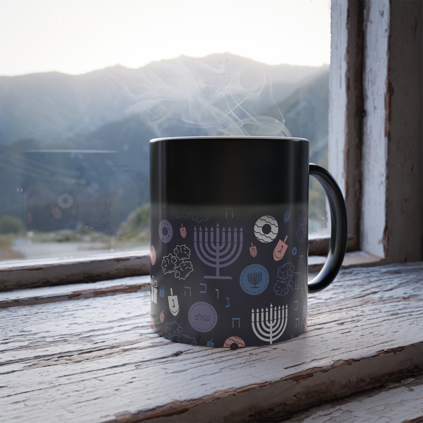 Warm Sunset Chanukah 5785 Color Morphing Mug, 11oz