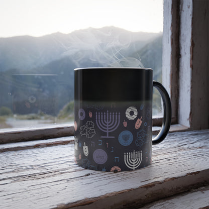 Warm Sunset Chanukah 5785 Color Morphing Mug, 11oz