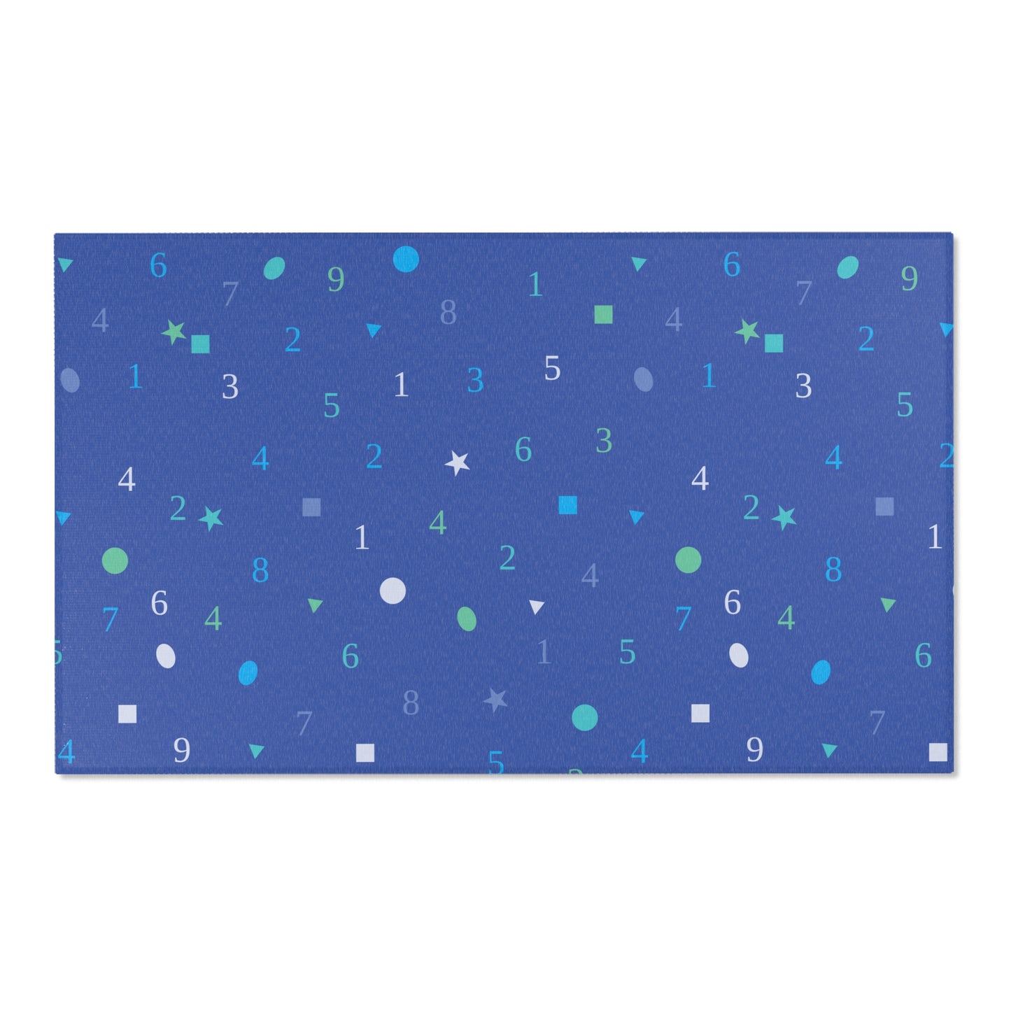 Dark Blue Numbers and Shapes Area Rugs