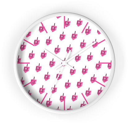 Chanukah Pink Dreidel Wall Clock