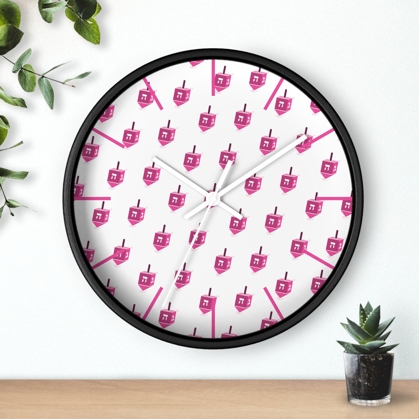 Chanukah Pink Dreidel Wall Clock