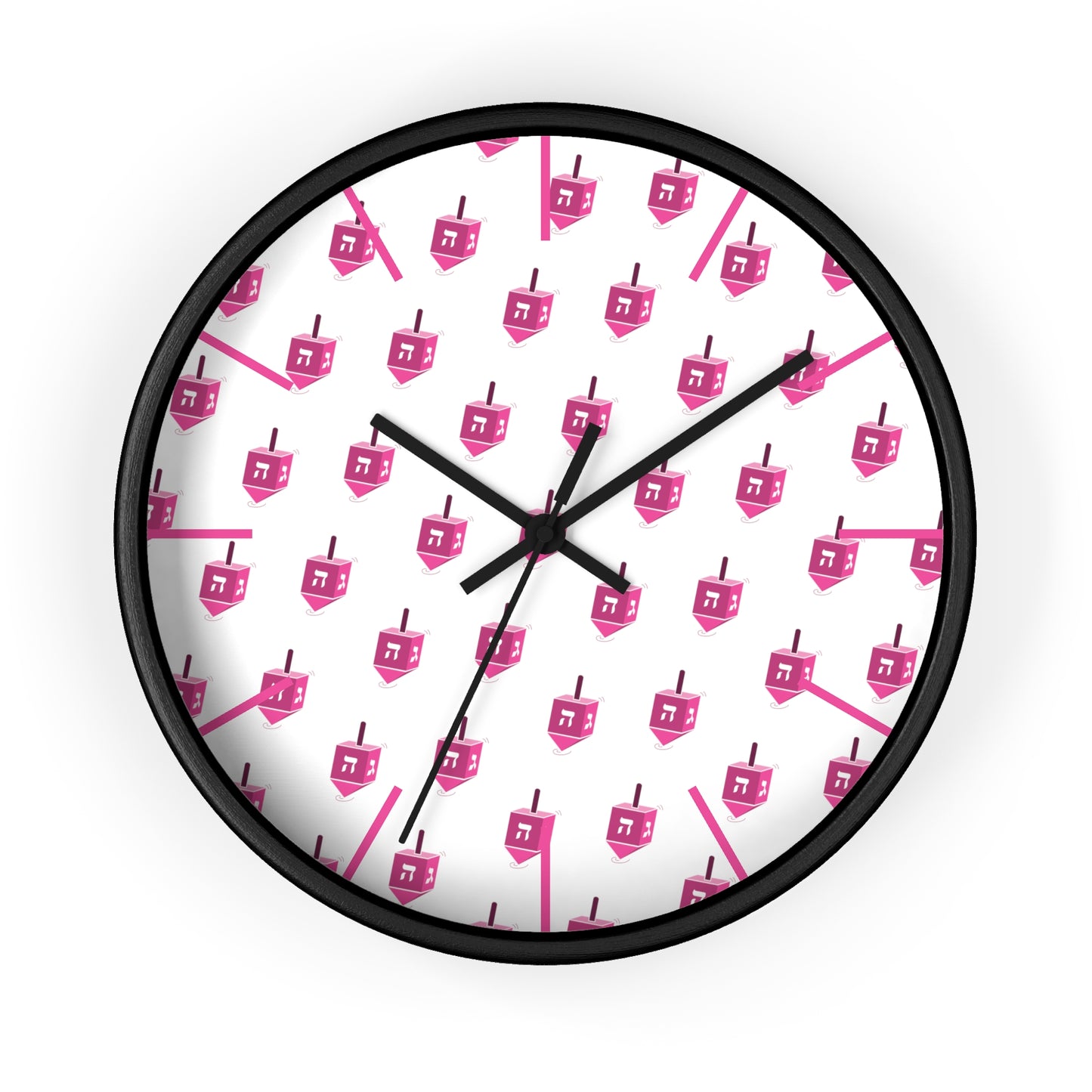 Chanukah Pink Dreidel Wall Clock