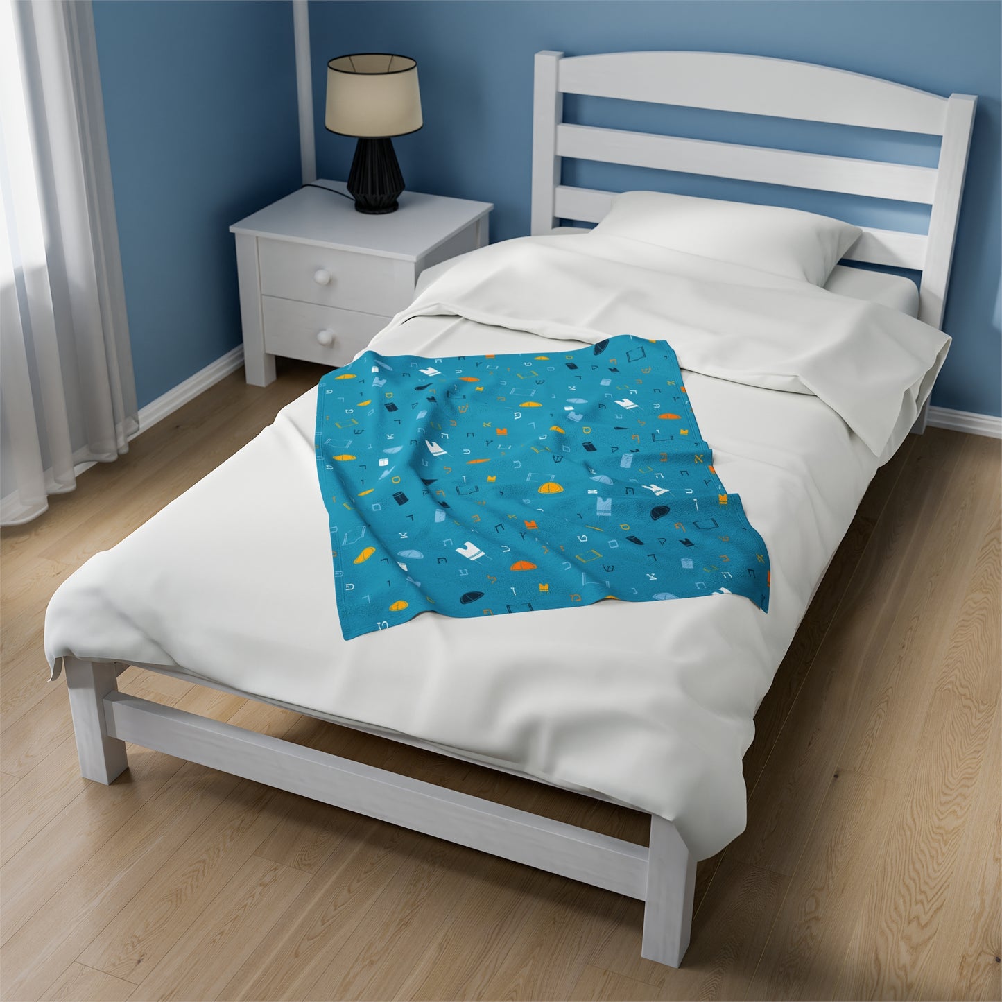 Blue Mitzvah Boy Velveteen Plush Blanket