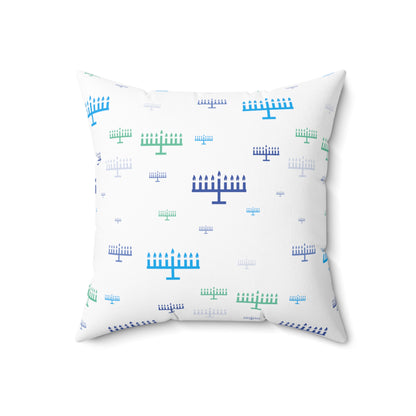 Chanukah Menorah - Faux Suede Square Pillow