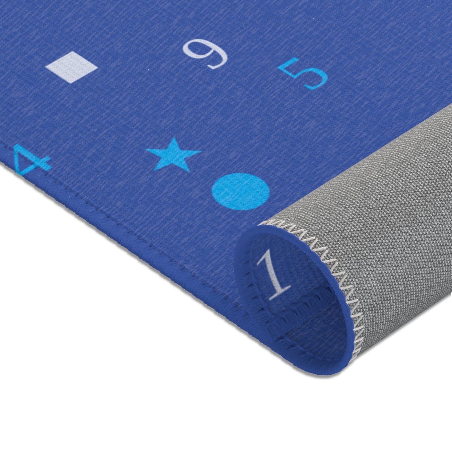 Dark Blue Numbers and Shapes Area Rugs