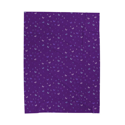 Purple Aleph Beis Butterflies Velveteen Plush Blanket