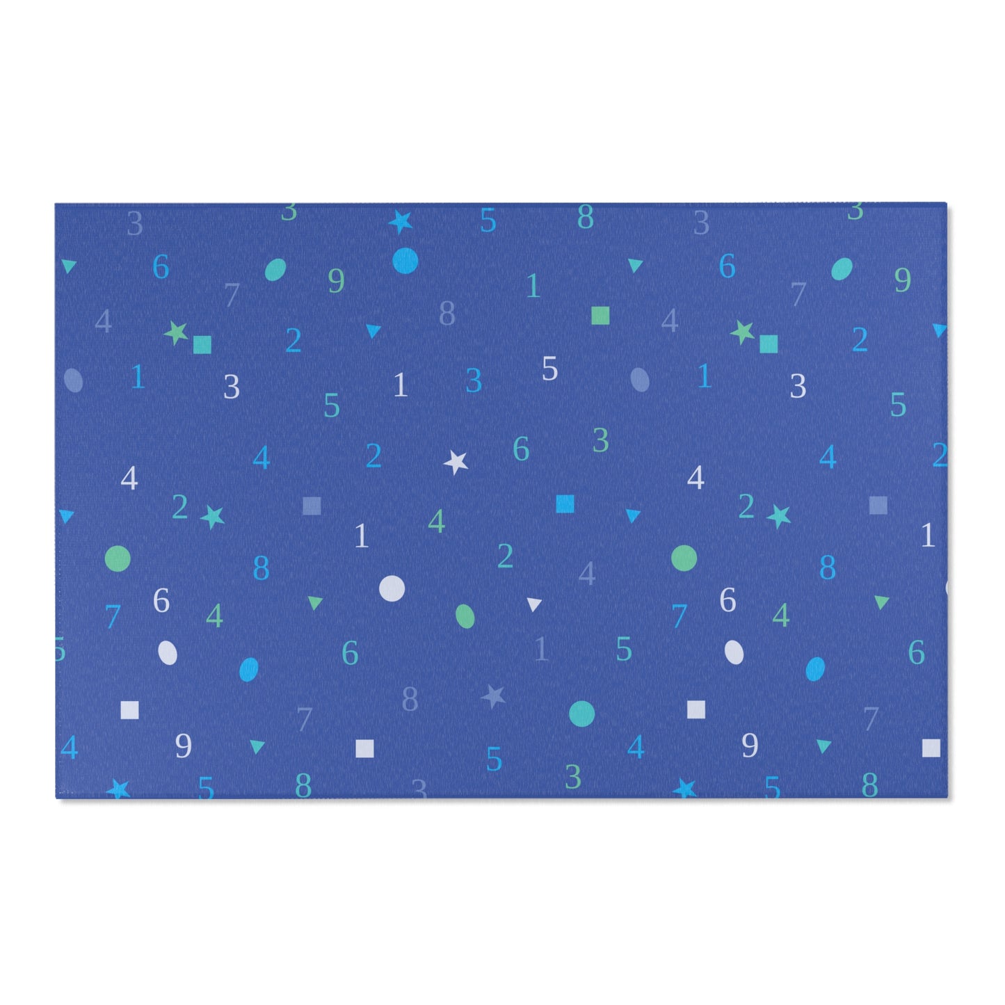Dark Blue Numbers and Shapes Area Rugs