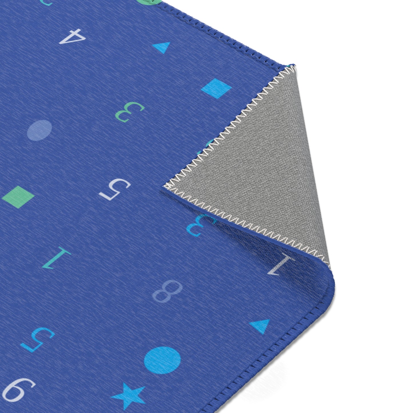 Dark Blue Numbers and Shapes Area Rugs