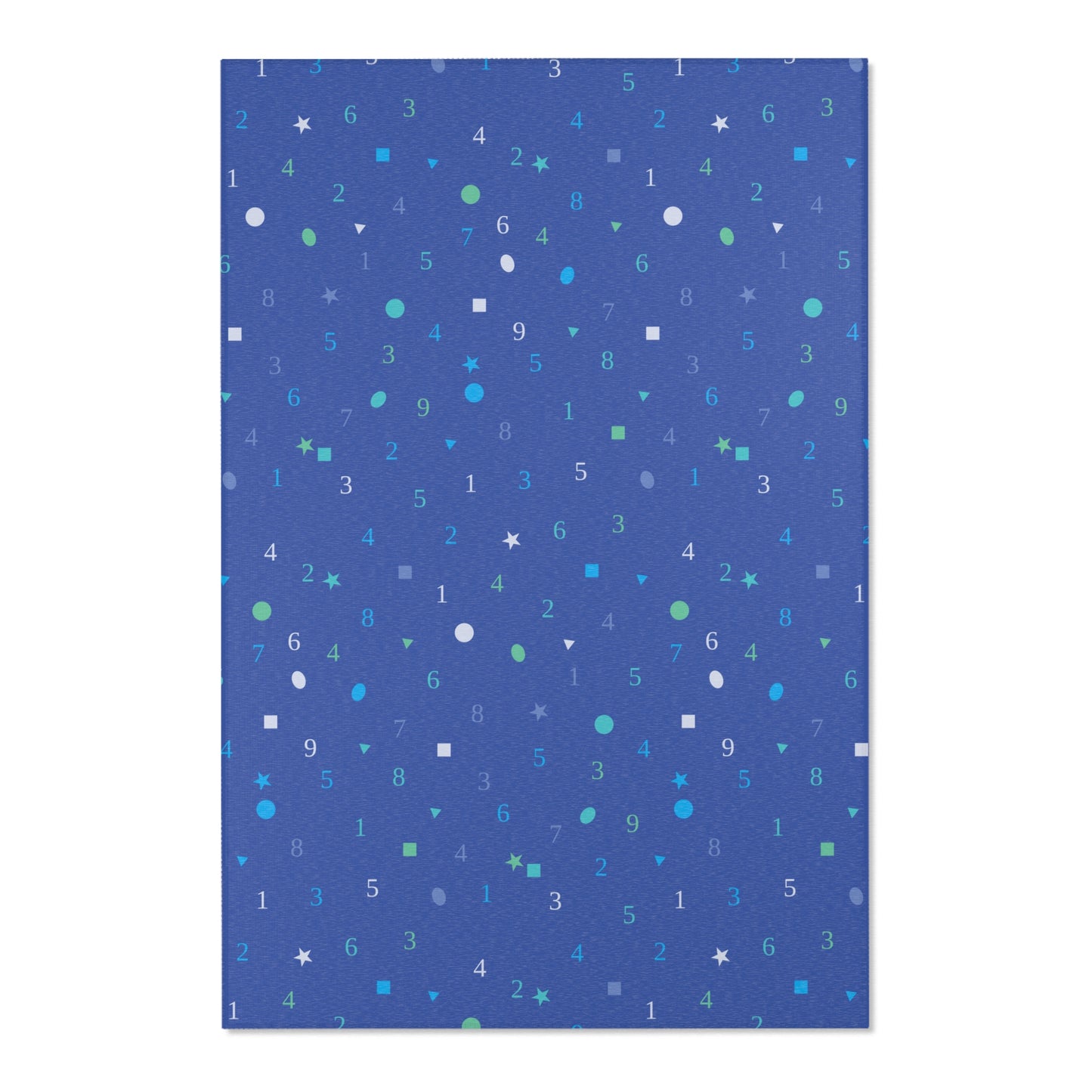 Dark Blue Numbers and Shapes Area Rugs