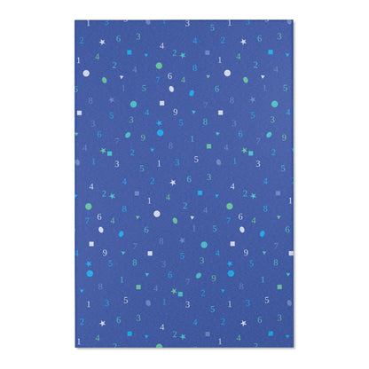 Dark Blue Numbers and Shapes Area Rugs