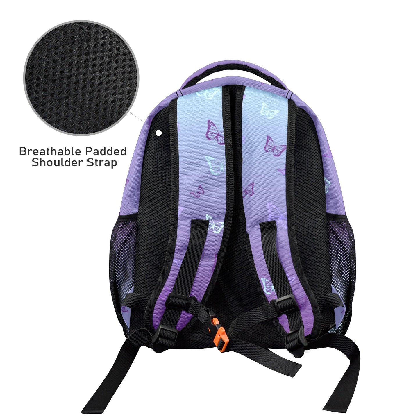 Purple Butterfly 17-inch Casual Backpack