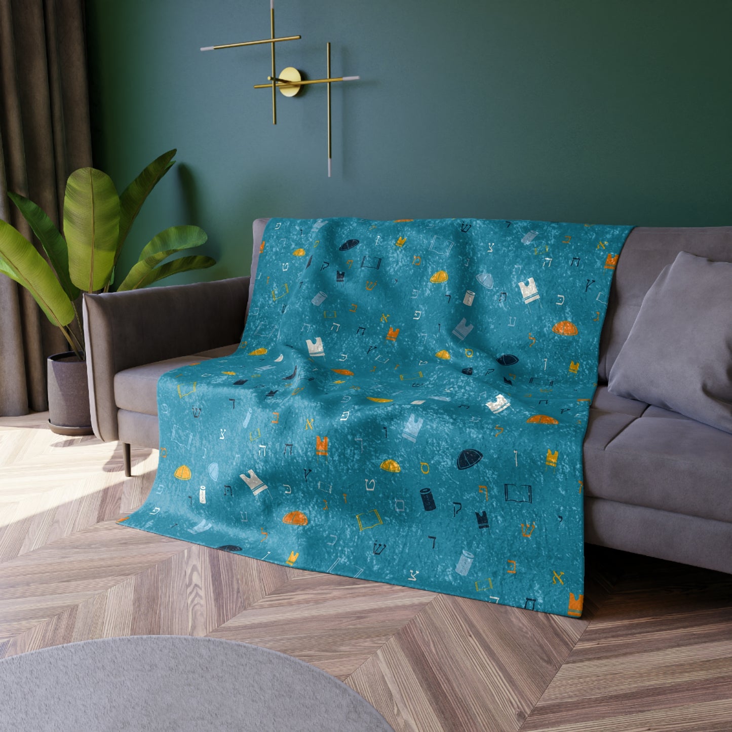 Blue Mitzvah Boy Crushed Velvet Blanket