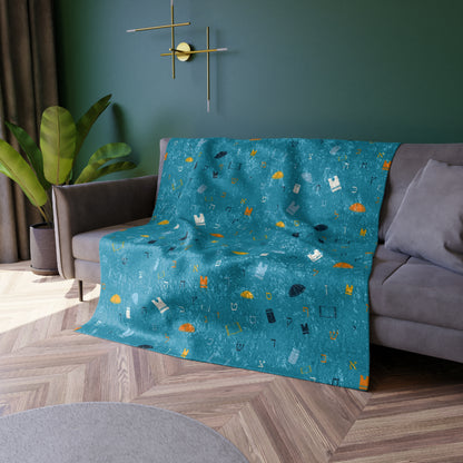 Blue Mitzvah Boy Crushed Velvet Blanket