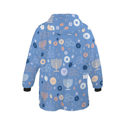 Blue Chanukah 5785 Blanket Hoodie for Little Kids (Model H67)