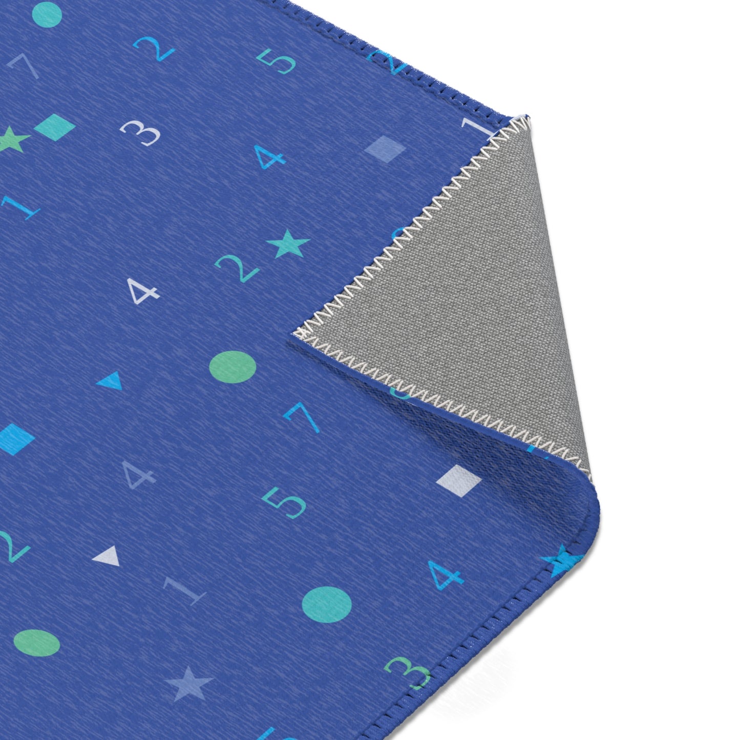 Dark Blue Numbers and Shapes Area Rugs