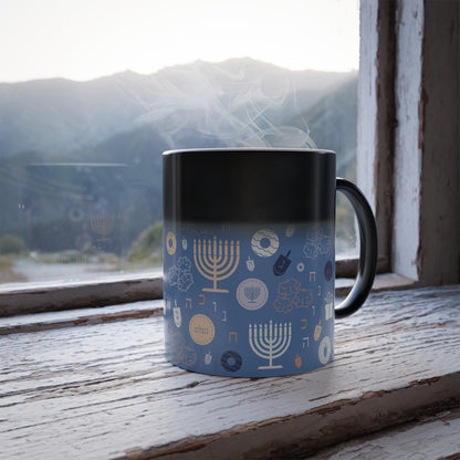 Blue Chanukah 5785 Color Morphing Mug, 11oz