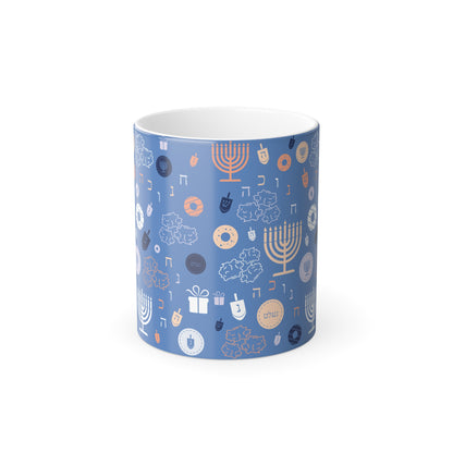 Blue Chanukah 5785 Color Morphing Mug, 11oz