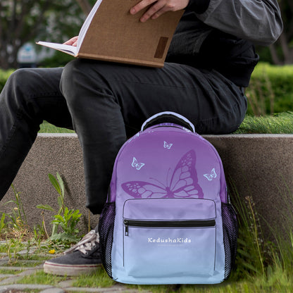 Purple Butterfly 17-inch Casual Backpack