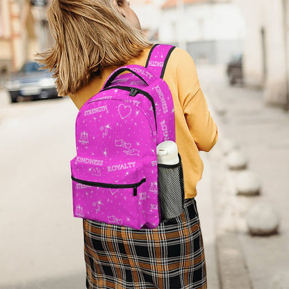 Pink "Kindness • Strength • Royalty” Hebrew Values Children's Backpack