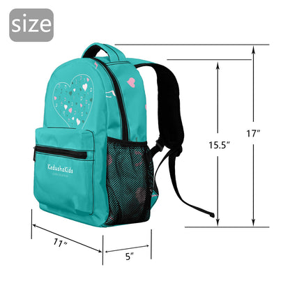 Pink Rashi Hearts Green 17-inch Casual Backpack