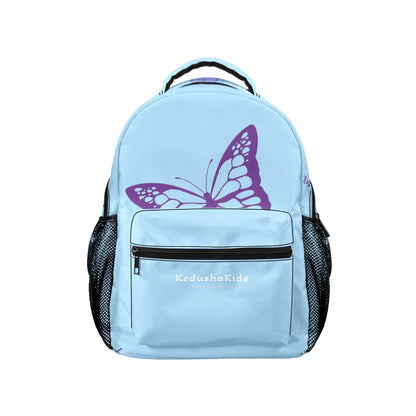 Purple Butterflies Blue Bag 17-inch Casual Backpack