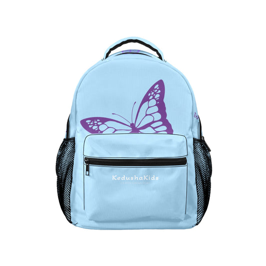 Purple Butterflies Blue Bag 17-inch Casual Backpack