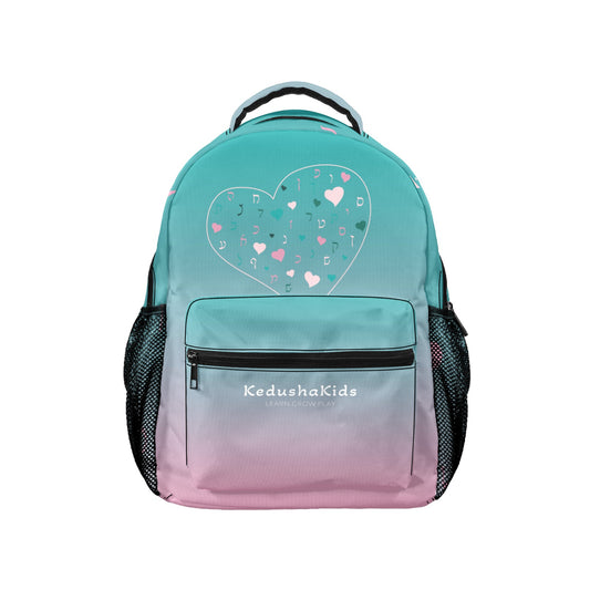 Pink Green Rashi Hearts Ambre 17-inch Casual Backpack