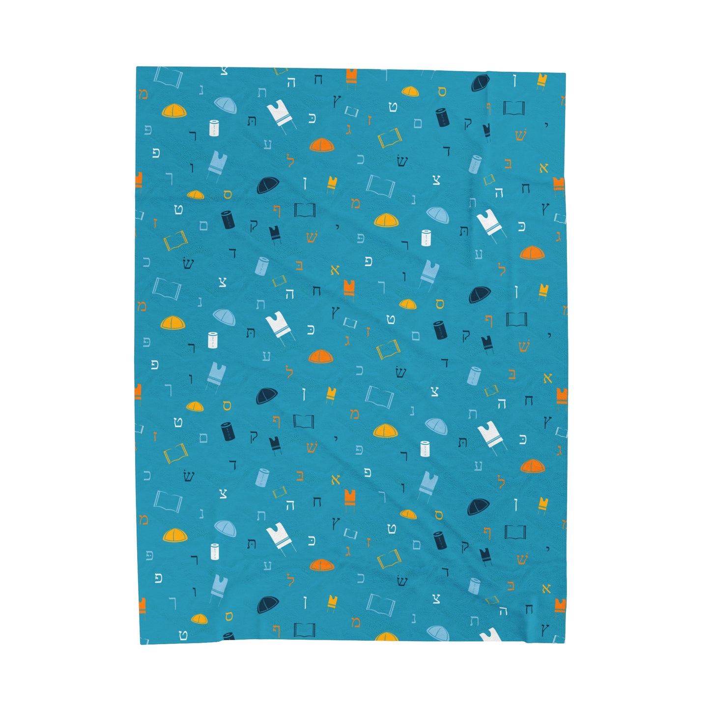 Blue Mitzvah Boy Velveteen Plush Blanket