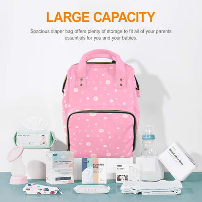 Pink Petal Letters Multi-Function Diaper Bag-New (Model 1688)