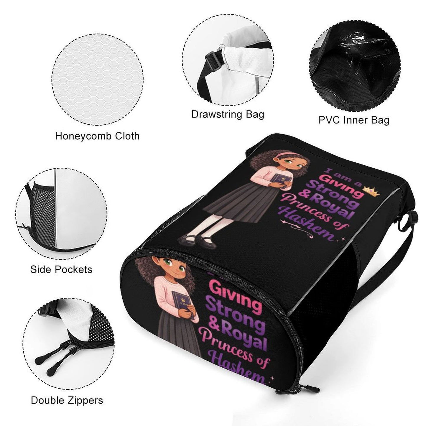Princess of Hashem | Jewish Girls Drawstring Bag