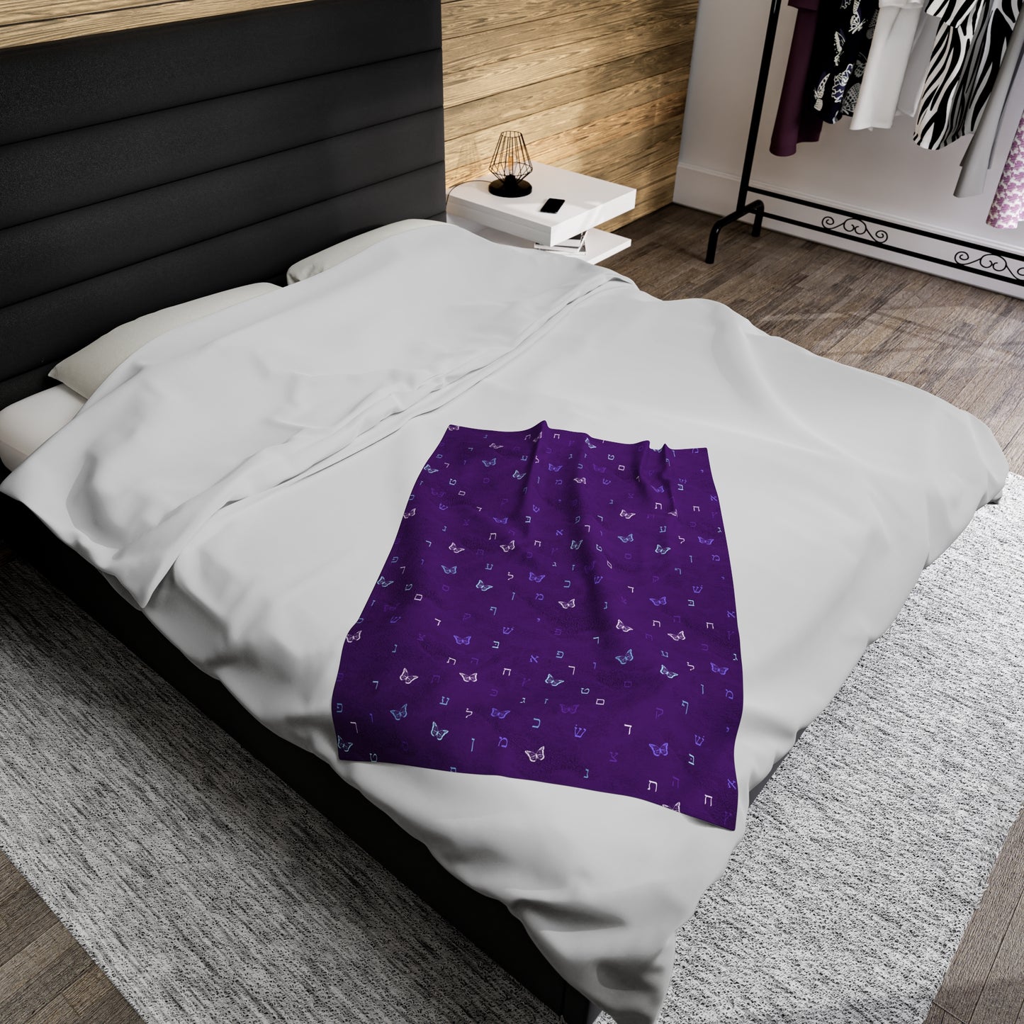Purple Butterflies Velveteen Plush Blanket