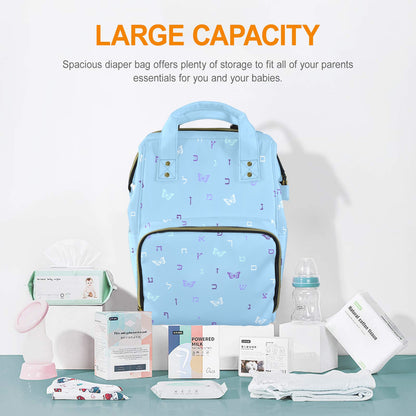 Letters in Flight - Sky Blue Multi-Function Diaper Bag-New (Model 1688)