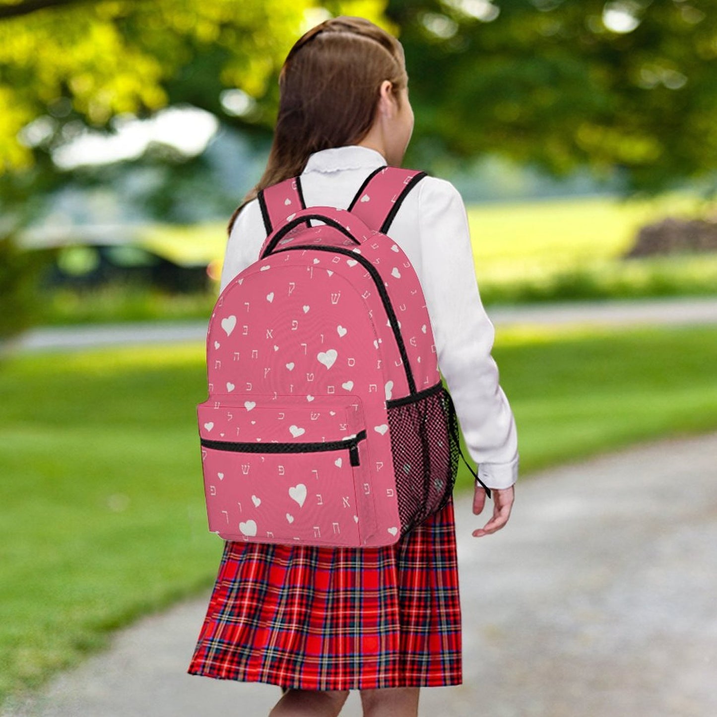 Pretty in Pink Aleph Beis Hearts Children's Backpack