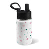 White Pink Hearts Aleph Beis 12oz Toddlers Water Bottle with Straw Lid