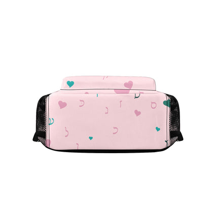 Pink Green Rashi Hearts Pastel Pink 17-inch Casual Backpack