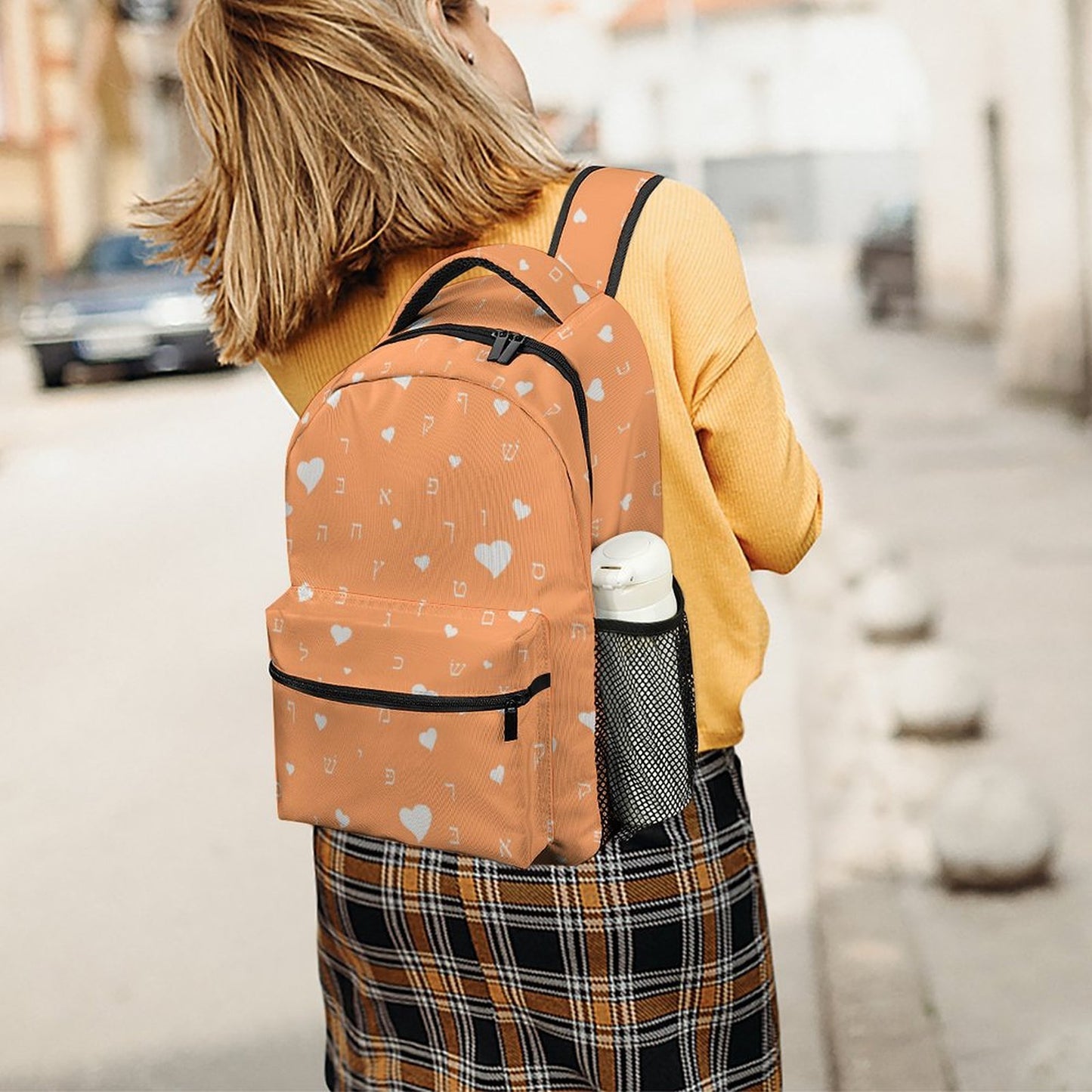 Pretty in Orange Aleph Beis Hearts Children's Backpack