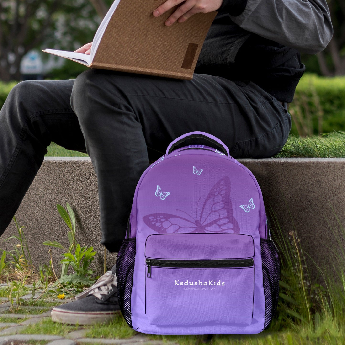 Purple Ambre Butterflies 17-inch Casual Backpack