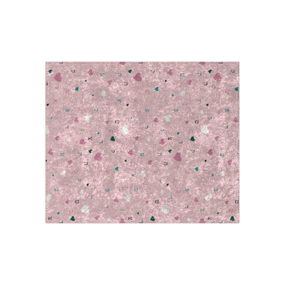 Pink Hearts Aleph Beis Crushed Velvet Blanket