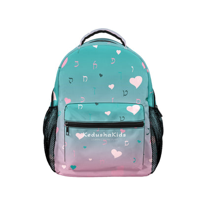 Pink Green Rashi Hearts Ambre Full Pattern 17-inch Casual Backpack