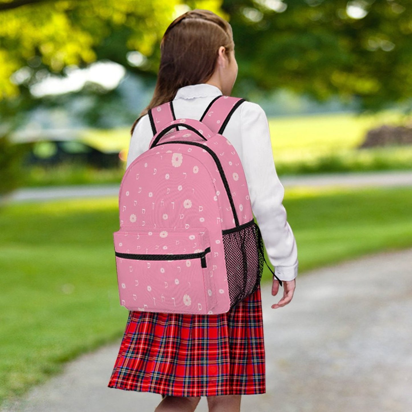 Pink Flowers Rashi Letters Children's Backpack