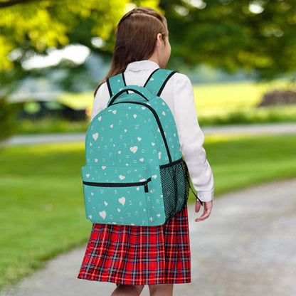 Pretty in Aqua Aleph Beis Hearts Children's Backpack