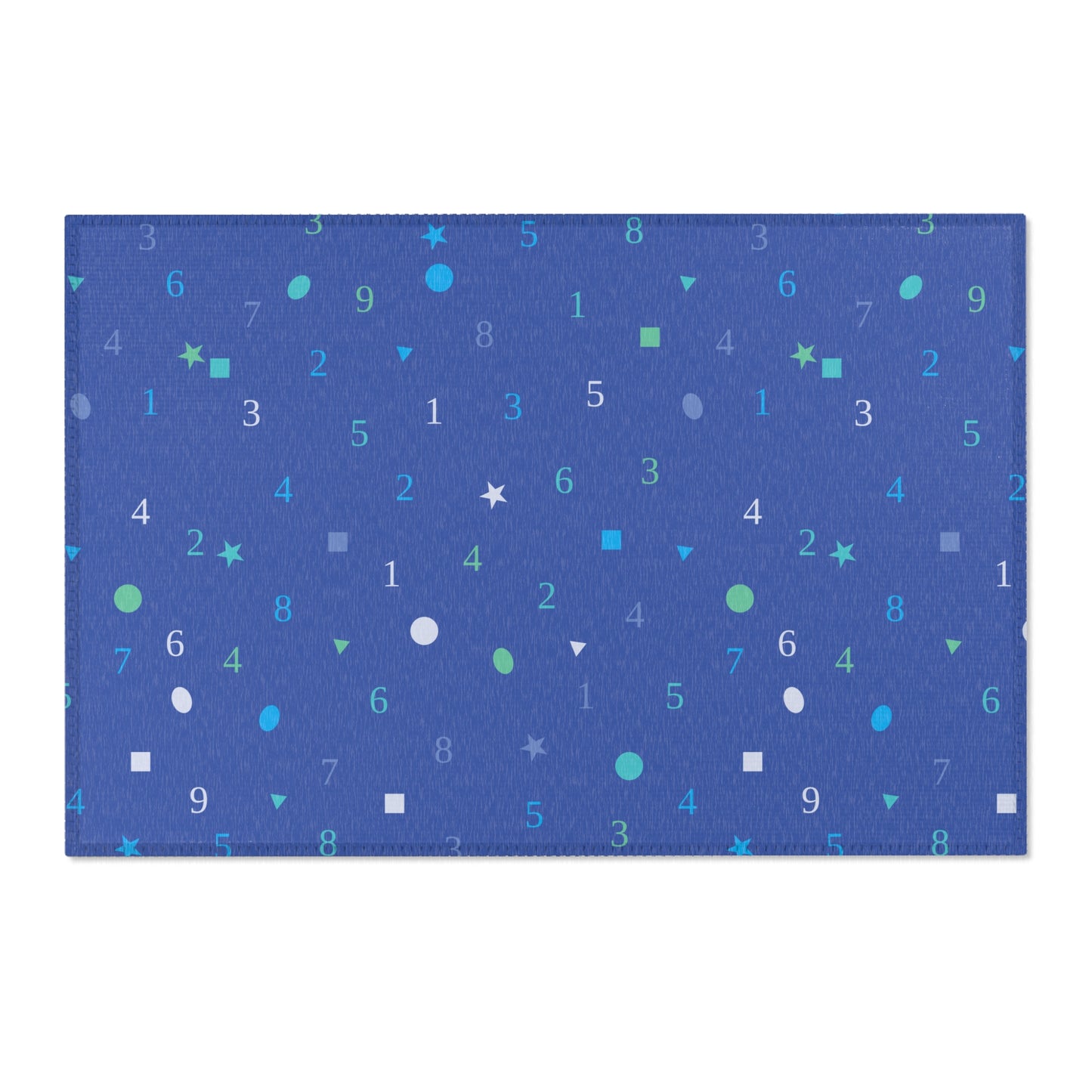Dark Blue Numbers and Shapes Area Rugs