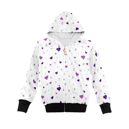Ahava in Purple Little Girls' Zip Up Hoodie (Model H58)