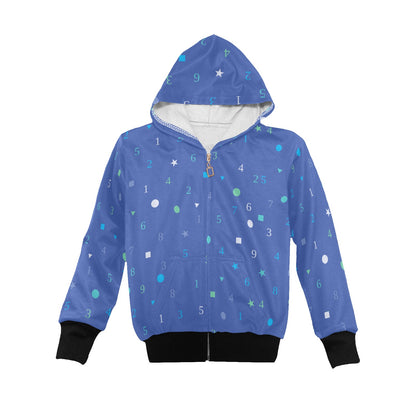 Blue Shapes & Numbers Little Boys' Zip Up Hoodie (Model H58)