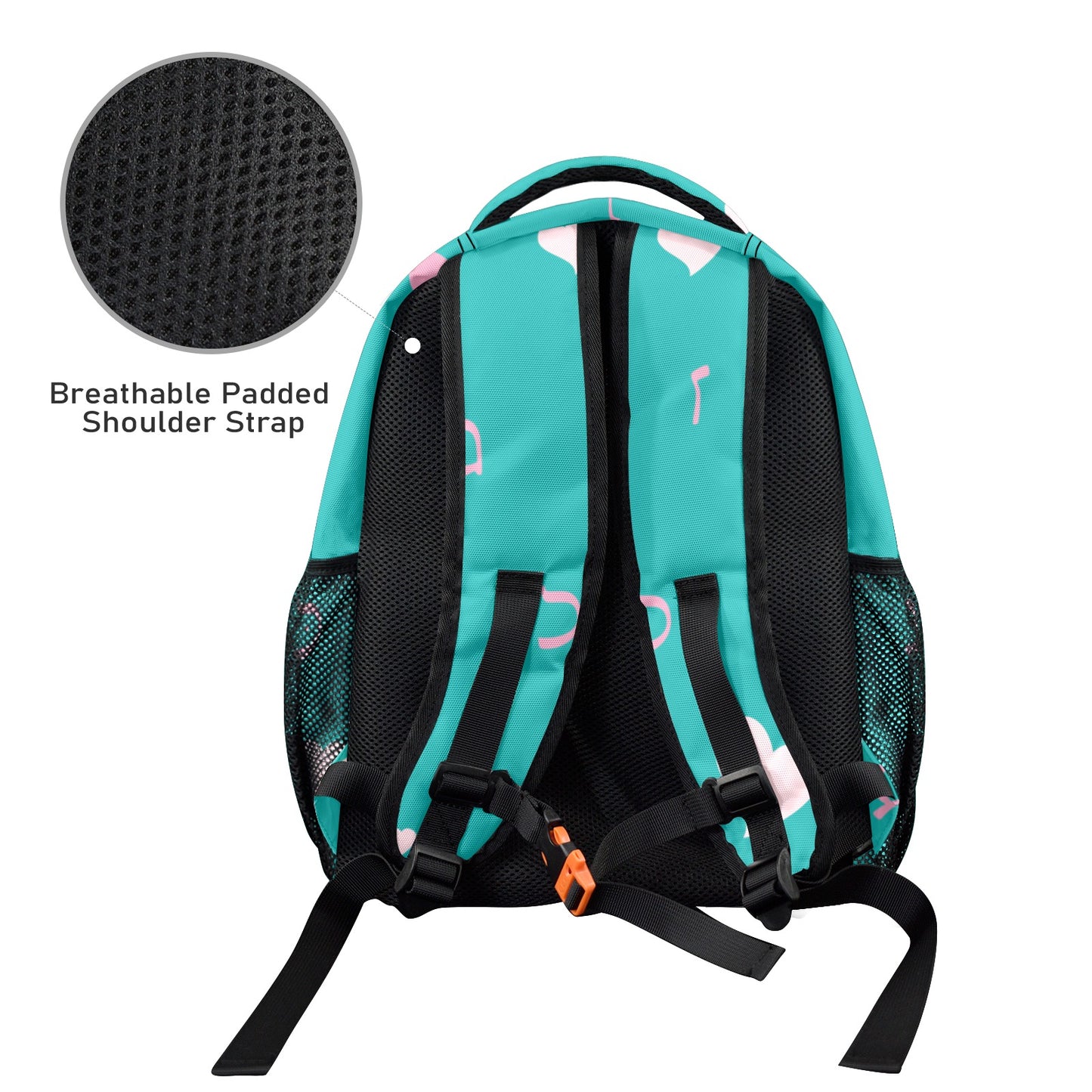 Pink Rashi Hearts Green 17-inch Casual Backpack