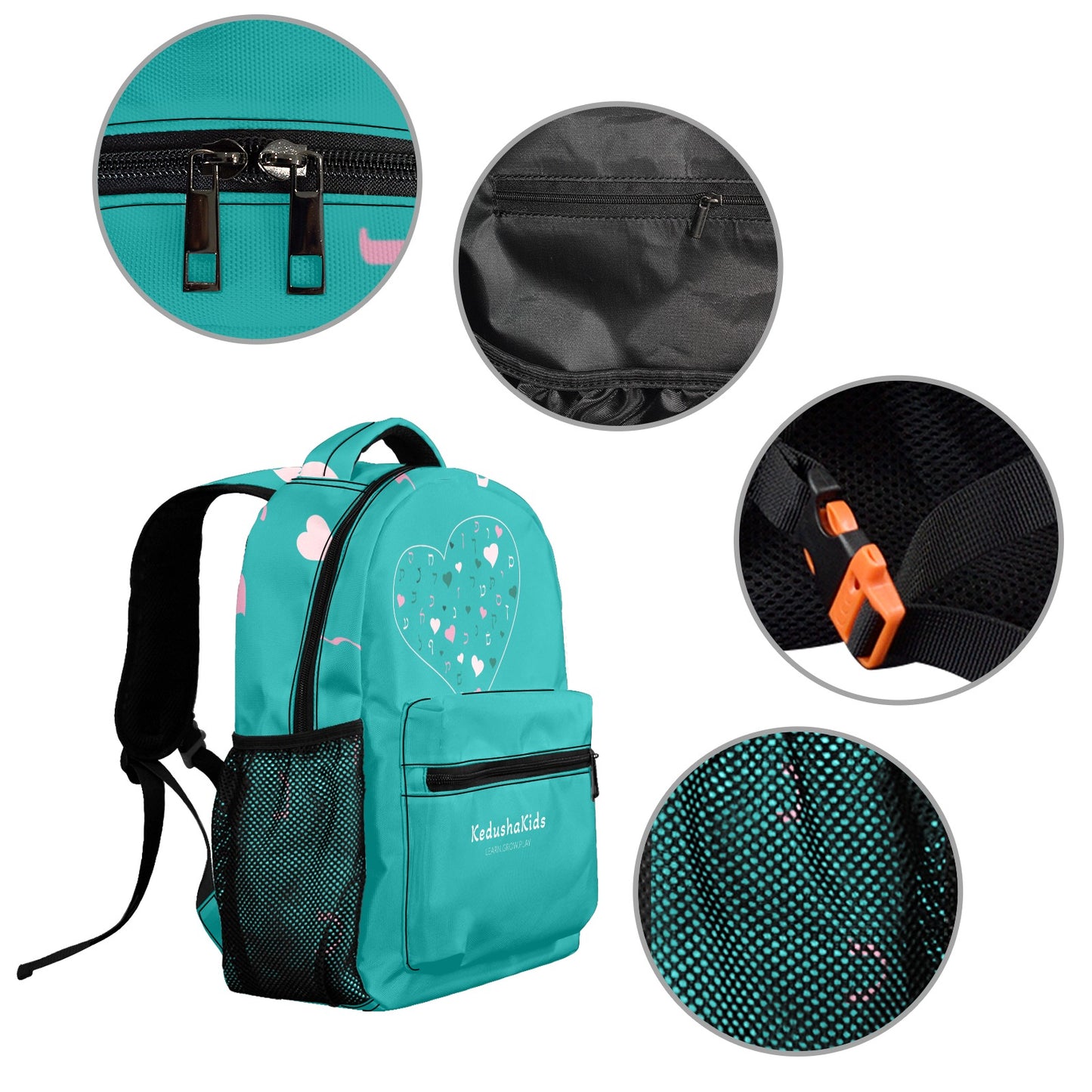 Pink Rashi Hearts Green 17-inch Casual Backpack