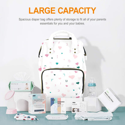 Ahava in White Multi-Function Diaper Bag-New (Model 1688)