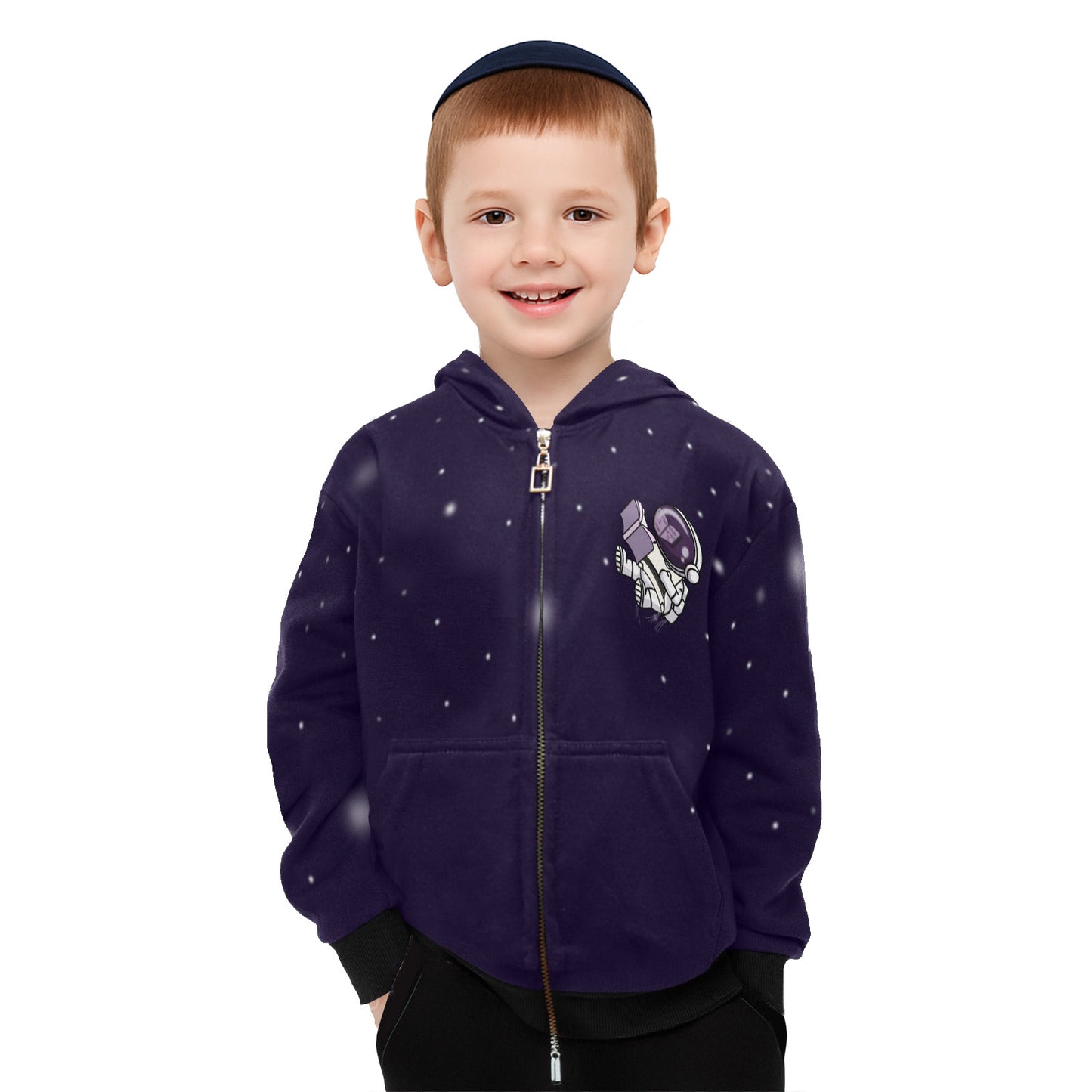 Astronaut Ari Little Boys' Zip Up Hoodie (Model H58)