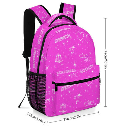 Pink "Kindness • Strength • Royalty” Hebrew Values Children's Backpack
